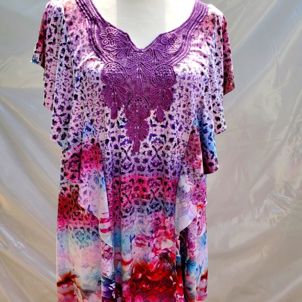 One World flutter sleeve blouse, 2X